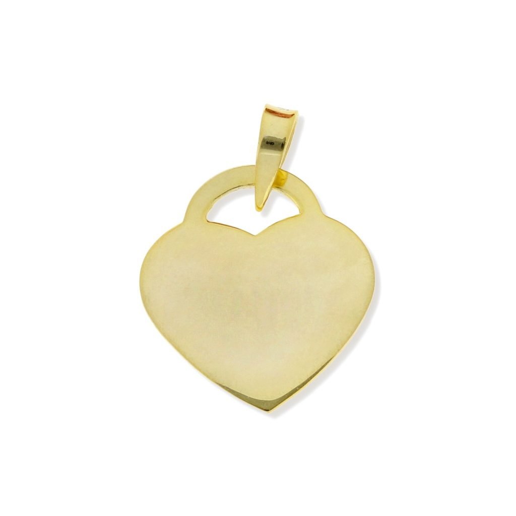 Colgante de plata de ley 925 con baño de oro de 18 quilates con corazón de 17x19mm.