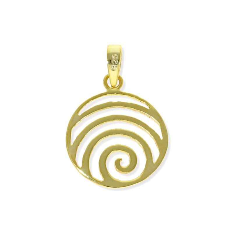 Colgante de plata de ley 925 con baño de oro de 18 quilates con espiral de 17mm.