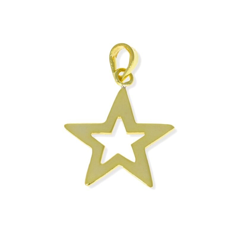 Colgante de plata de ley 925 con baño de oro de 18 quilates con estrella de 18,5mm.