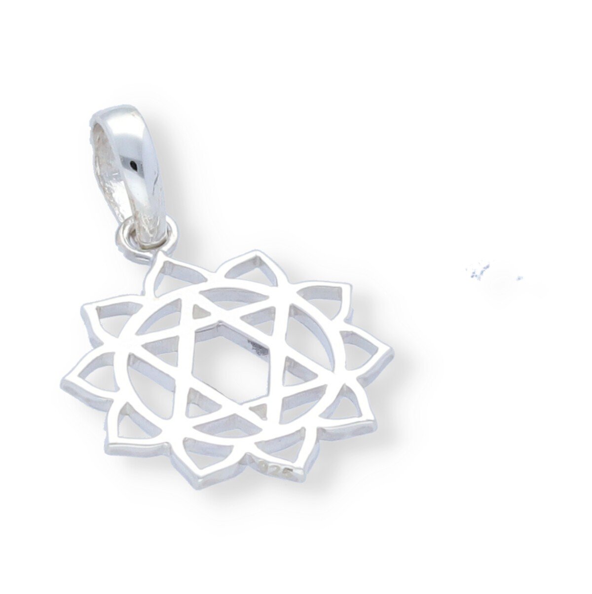 colgante flor con estrella de David Colgante plata de ley 925 lisa flor con estrella de David de 15mm.