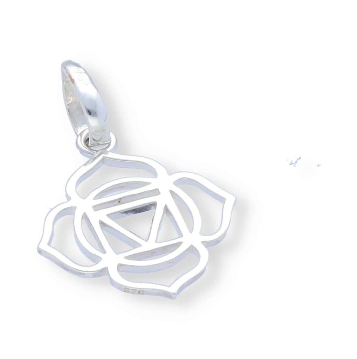 colgante flor con triángulo central Colgante de plata de ley 925 lisa flor con triángulo central de 17mm.