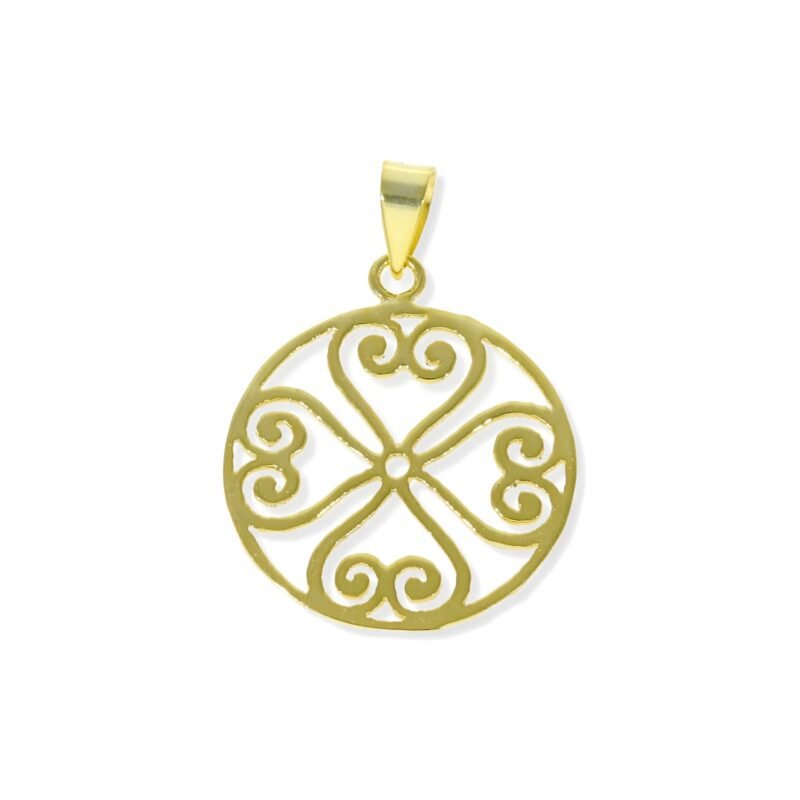 Colgante de plata de ley 925 con baño de oro de 18 quilates con flor de 20mm.