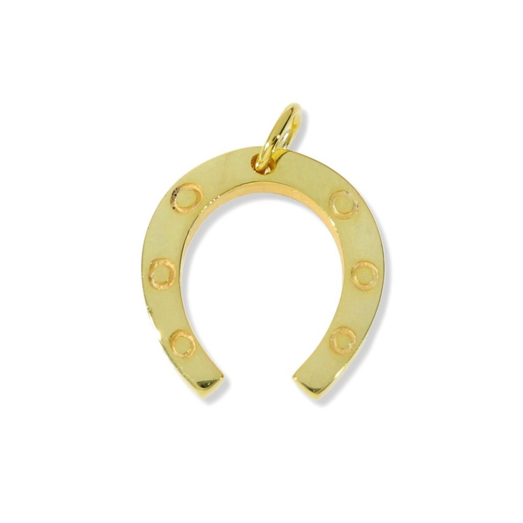 Colgante de plata de ley 925 con baño de oro de 18 quilates con herradura de 17,5x19mm.