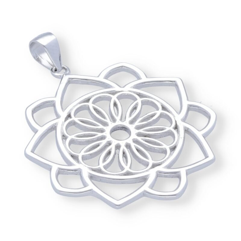 Colgante plata de ley 925 mandala con flor de la vida de 29mm.