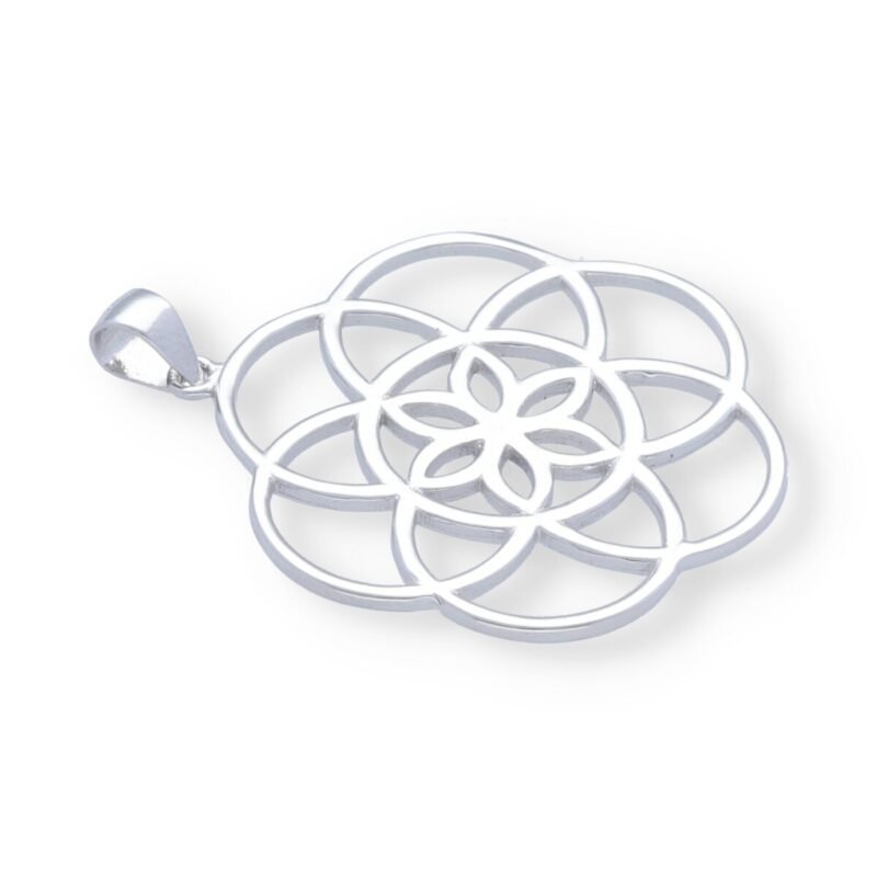 Colgante plata de ley 925 mandala con flor de la vida de 29,5mm.