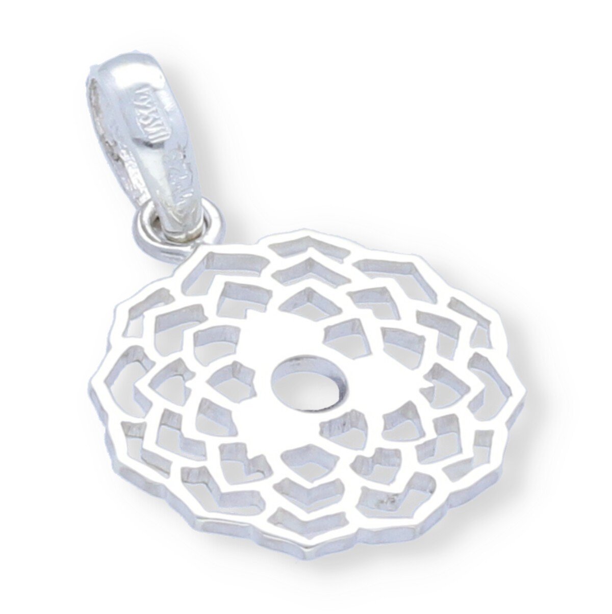 colgante mandala con flor Colgante plata de ley 925 lisa mandala con flor de 17mm.