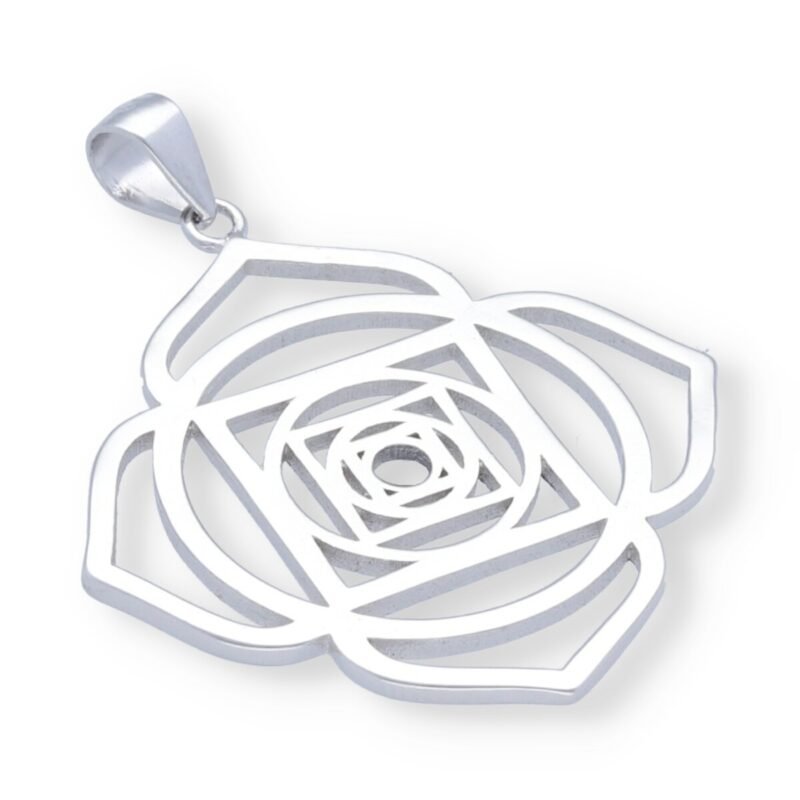 Colgante plata de ley 925 lisa mandala rosa de 29mm.