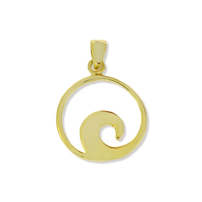 Colgante de plata de ley 925 con baño de oro de 18 quilates con ola de 19mm.