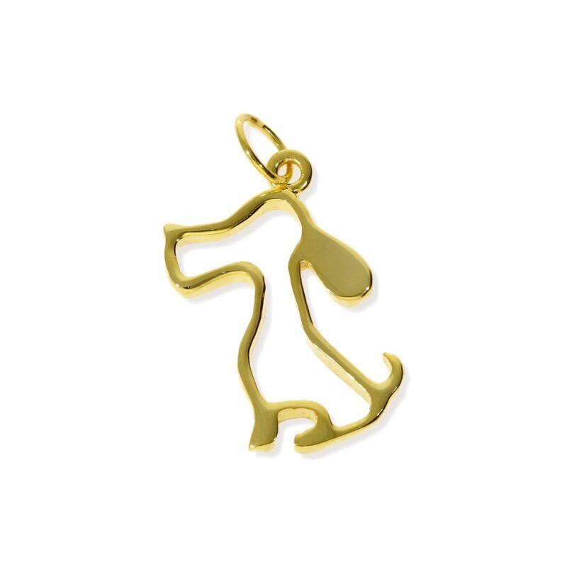 Colgante de plata de ley 925 con baño de oro de 18 quilates con perrito de 14x22mm.
