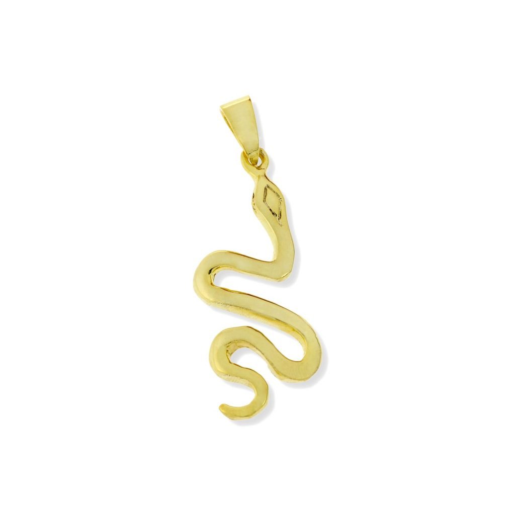 Colgante de plata de ley 925 con baño de oro de 18 quilates con serpiente de 13x34mm.