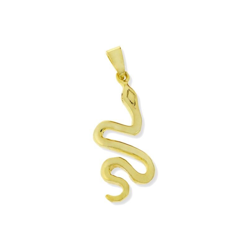 Colgante de plata de ley 925 con baño de oro de 18 quilates con serpiente de 13x34mm.