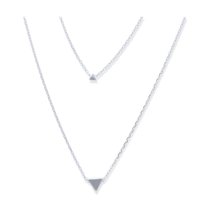 Gargantilla pata de ley 925 doble vuelta con 2 triángulos (3mm y 6mm) y 44cm de largo con cierre mosquetón.