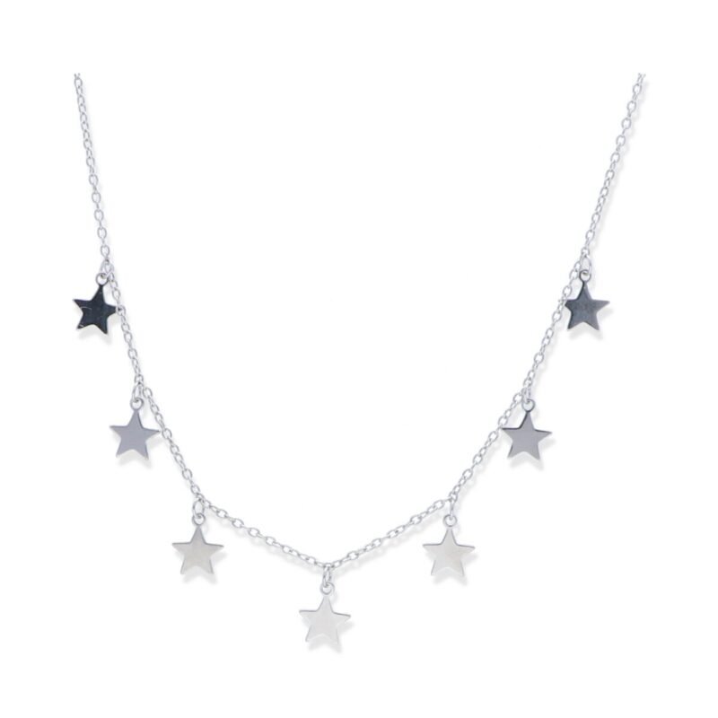 Gargantilla pata de ley 925 lisa con 7 estrellas de 8mm y 45cm de largo con cierre mosquetón.