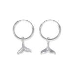 Pendientes de plata de ley 925 con aro de 1,2x12mm y colgante de cola de ballena 9mm.