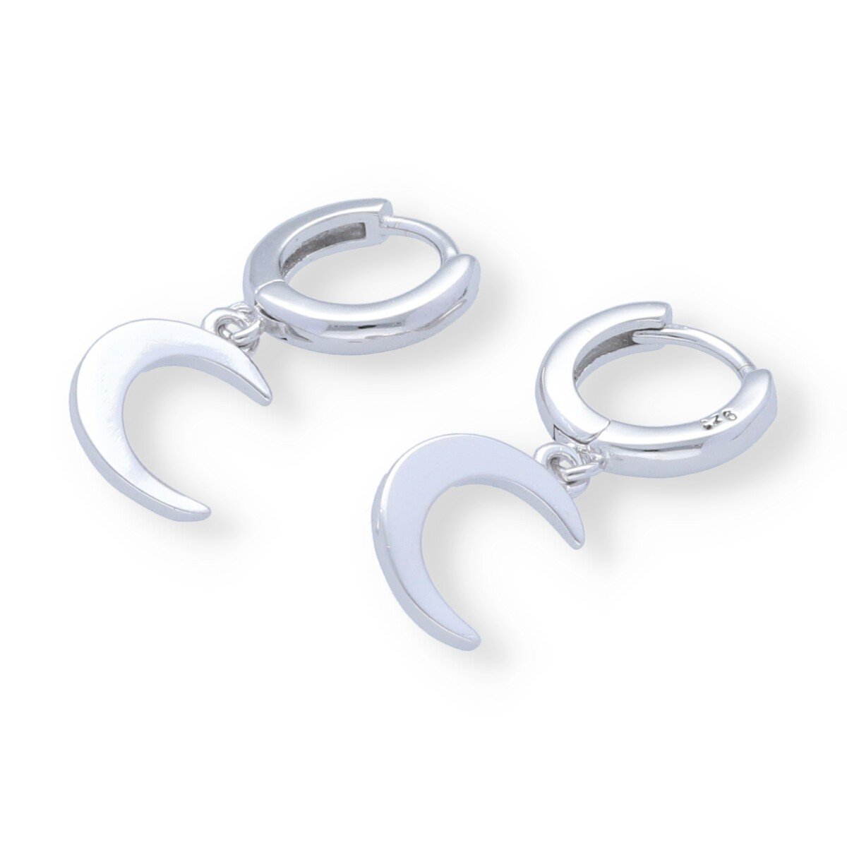 Pendientes aro con luna Pendientes plata de ley 925 lisa aro con luna de 13mm.