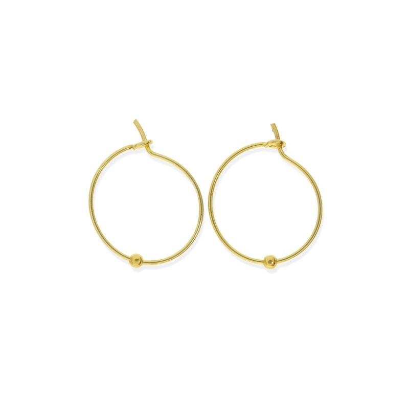Pendientes de plata de ley 925 con baño de oro de 18 quilates con aro de 0,6x16mm y una bolita.