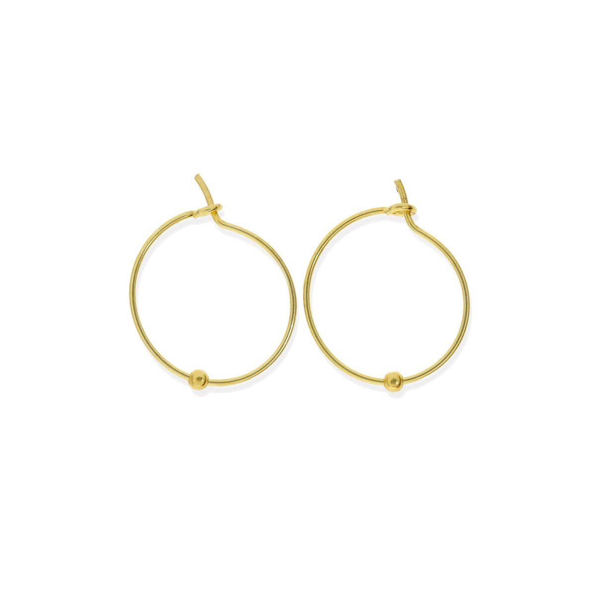 Pendientes aro con una bolita dorados Pendientes de plata de ley 925 con baño de oro de 18 quilates con aro de 0,6x16mm y una bolita.
