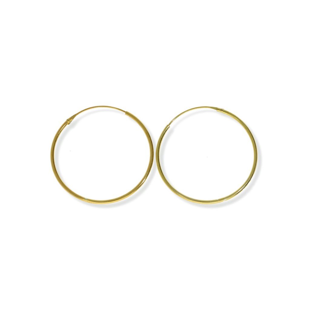 Pendientes de plata de ley 925 con baño de oro de 18 quilates con aro liso de 1,5x30mm.