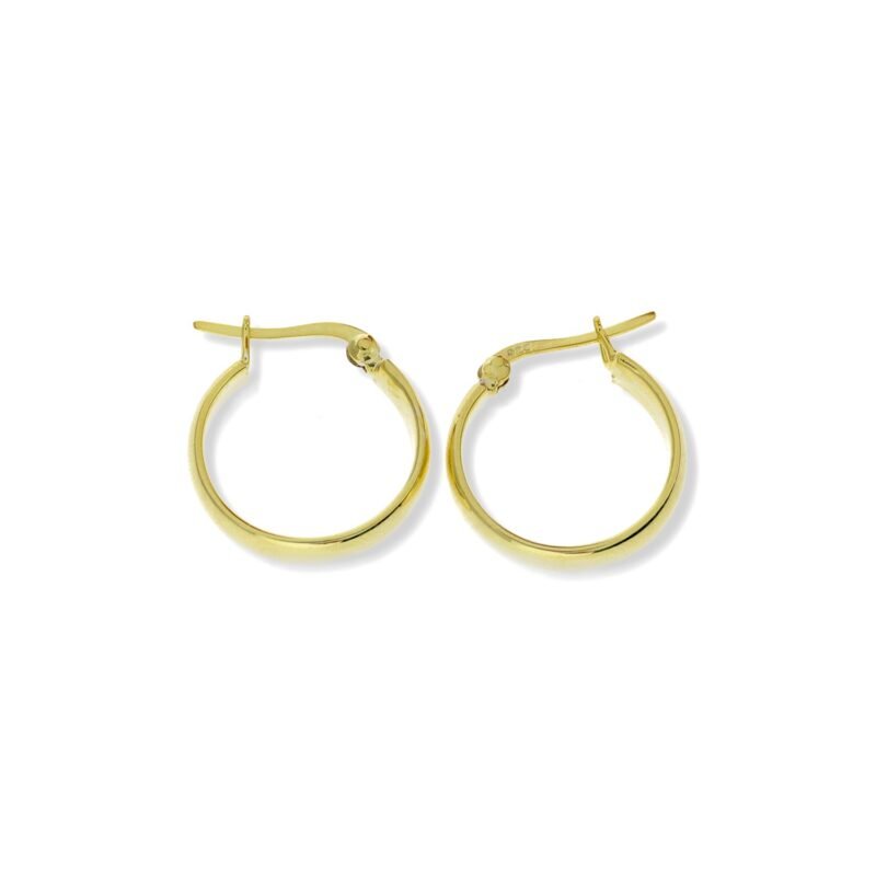 Pendientes de plata de ley 925 con baño de oro de 18 quilates con aro liso plano de 4x19,5mm.