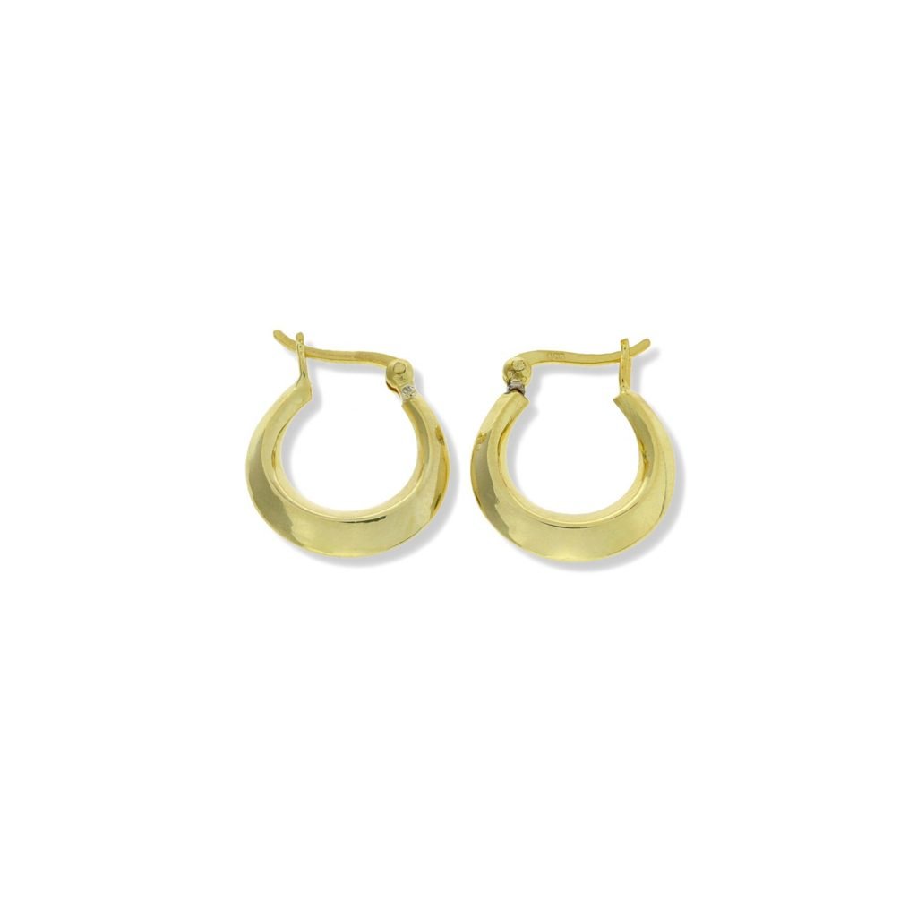 Pendientes de plata de ley 925 con baño de oro de 18 quilates con aro liso rombo de 3x16mm.