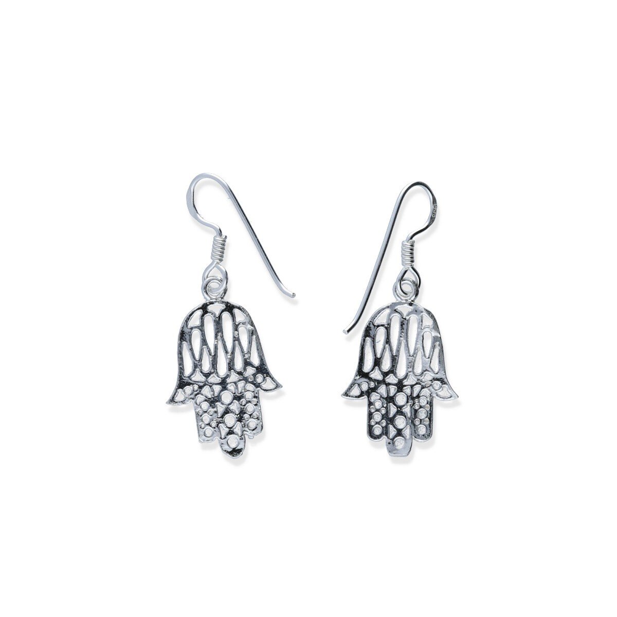 pendientes con mano de Fátima Pendientes plata de ley 925 lisa mano de Fátima de 24mm con cierre hippie.