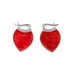 Pendientes de plata de ley 925 en forma de gota de coral rojo de 17x24mm.
