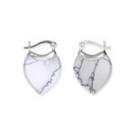 Pendientes de plata de ley 925 en forma de gota de onixx blanco de 17x24mm.