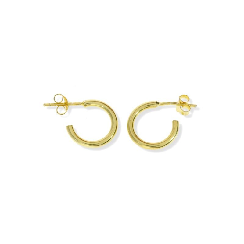 Pendientes de plata de ley 925 con baño de oro de 18 quilates con semiaro liso de 2x14,5mm.