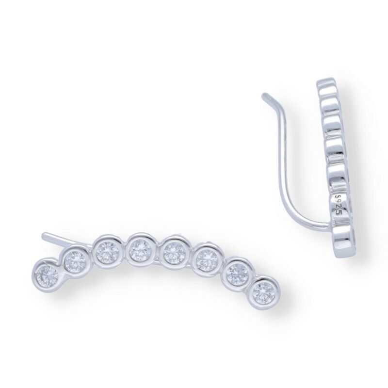 Pendientes plata de ley 925 trepadores 8 circonita de 3mm de igual tamaño de 20,5mm de largo.