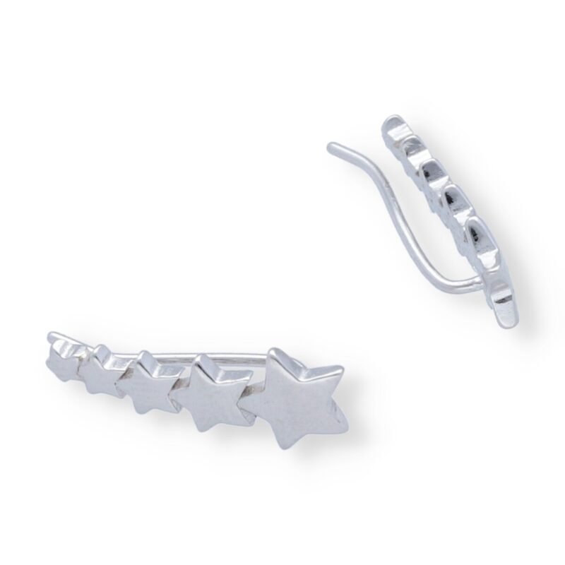 Pendientes plata de ley 925 lisa trepador 5 estrellas que van disminuyendo de tamaño de 17,5mm.