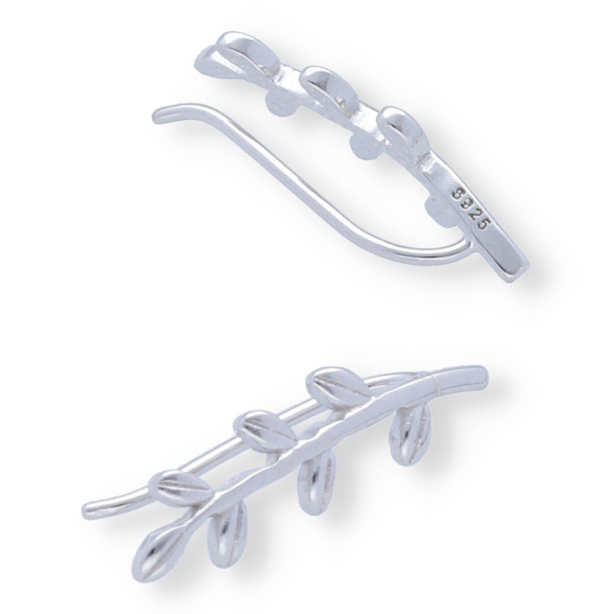 pendientes trepadores rama Pendiente plata de ley 925 lisa trepadores rama con 6 hojas de 19mm.