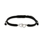 Pulsera de macramé con entrepieza de plata de ley 925 de dos corazón 7,2x19mm.