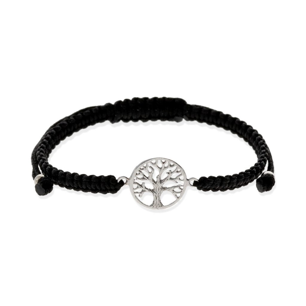 Pulsera de macramé con entrepieza de plata de ley 925 del árbol de la vida 13,5mm.