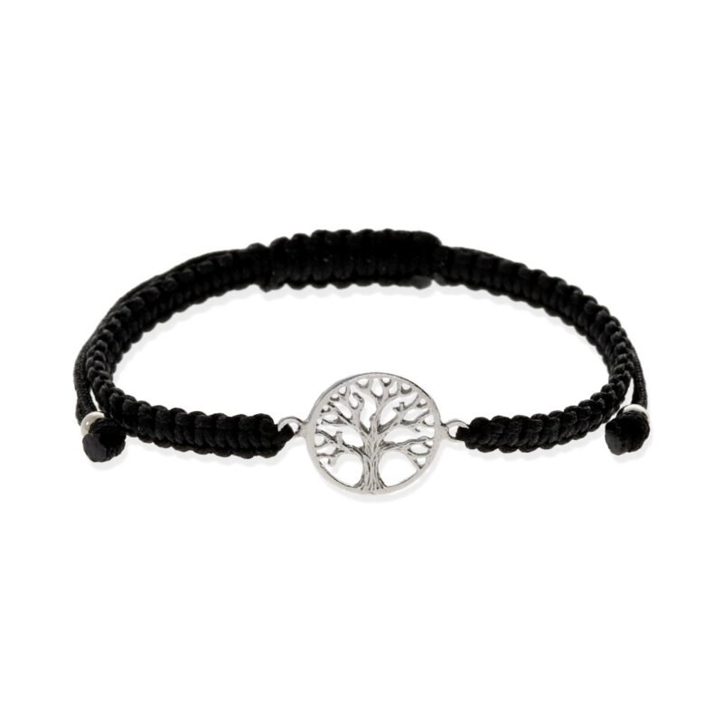 Pulsera de macramé con entrepieza de plata de ley 925 del árbol de la vida 13,5mm.