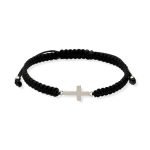 Pulsera de macramé con entrepieza de plata de ley 925 de cruz 8,5x18mm.