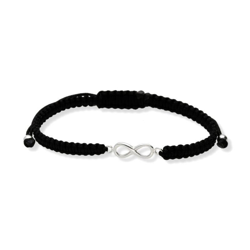 Pulsera de macramé con entrepieza de plata de ley 925 de infinito 5,2x18mm.