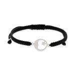 Pulsera de macramé con entrepieza de plata de ley 925 de luna y estrella 12mm.