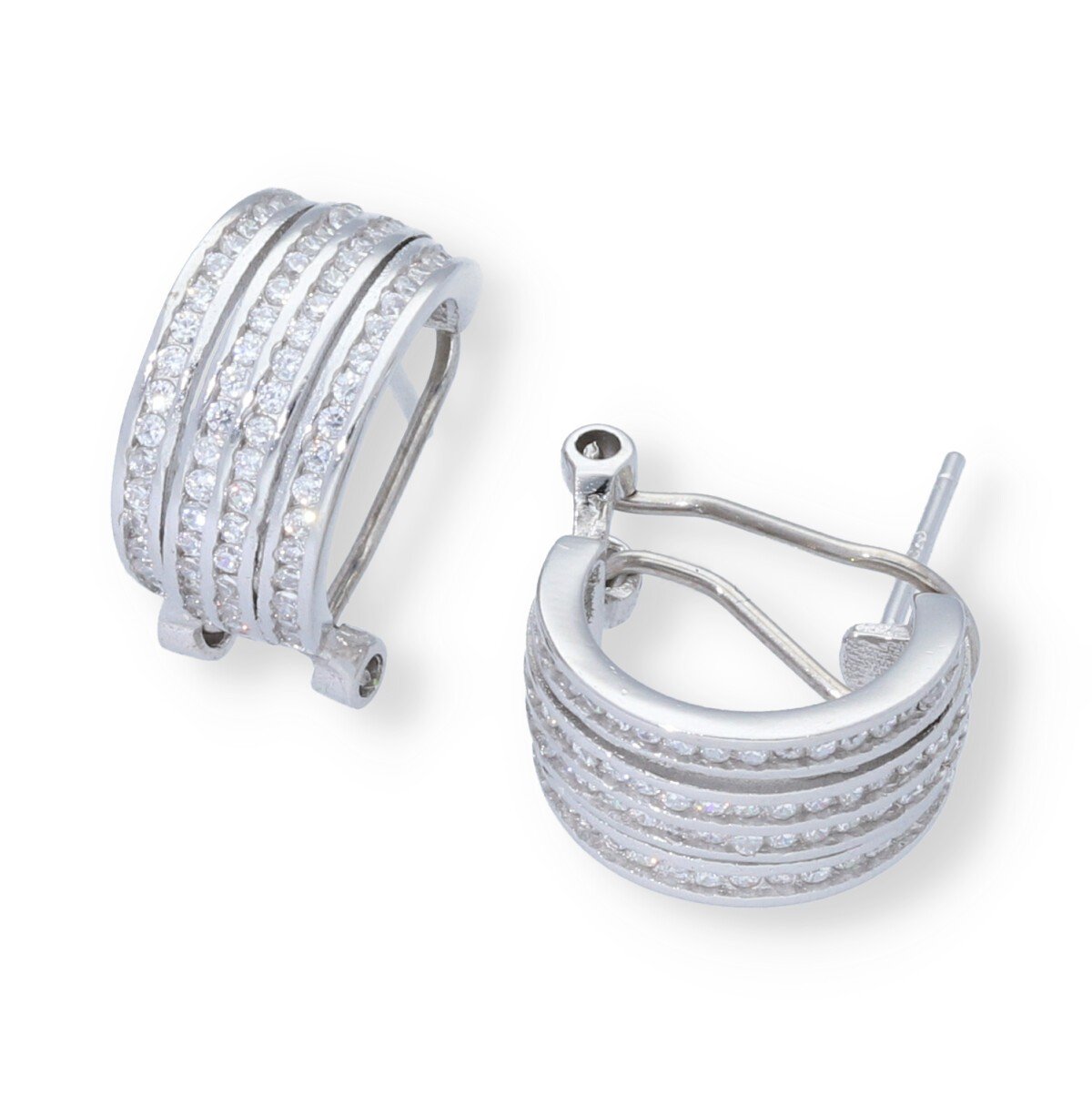 semiaro hilo de circonitas Pendientes plata de ley 925 semiaro con hilos de circonitas de 8x15mm y cierre omega.