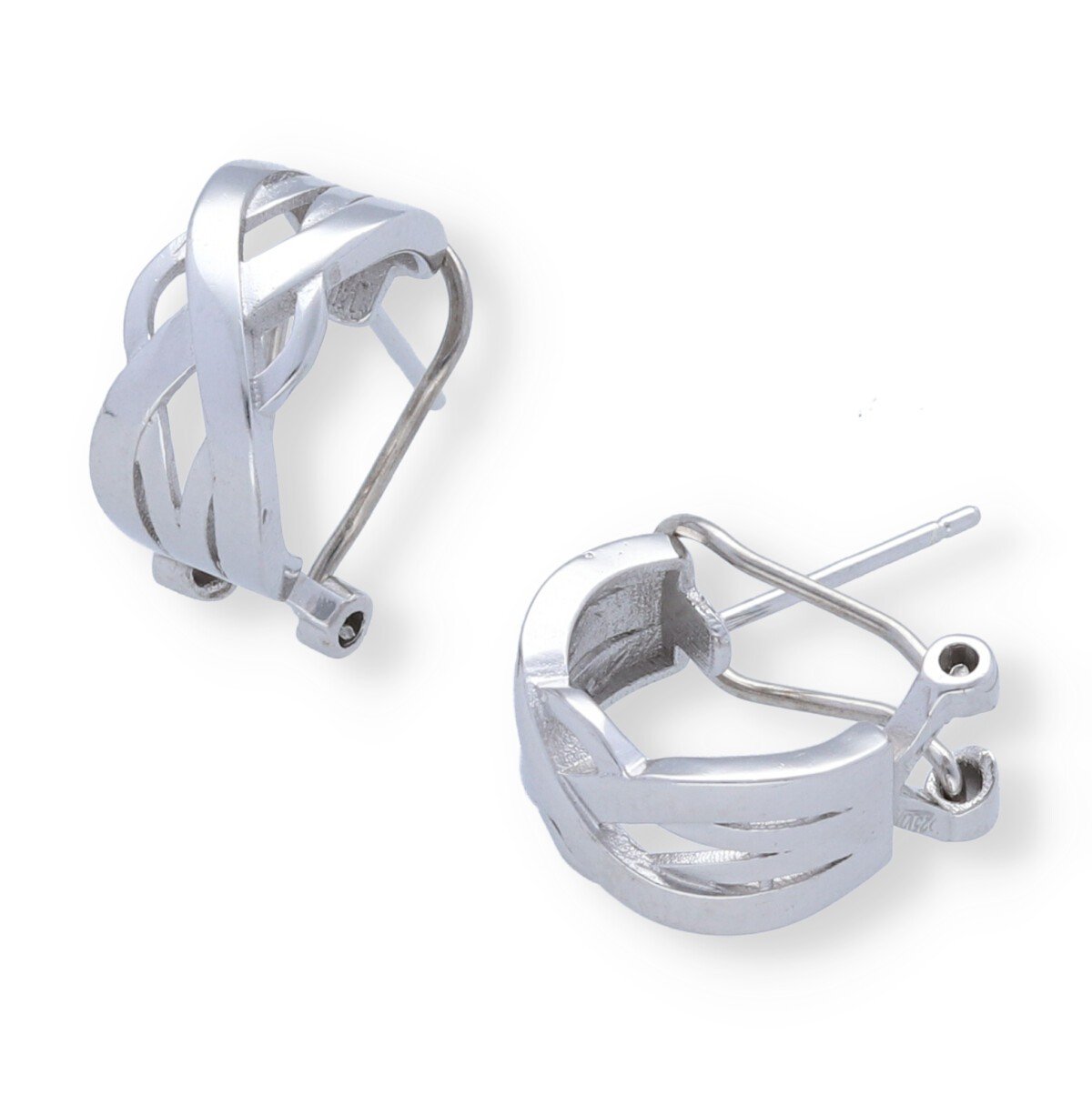 semiaro troquelado ondas Pendientes plata de ley 925 lisa con troquelado de ondas de 8x16mm y cierre omega.