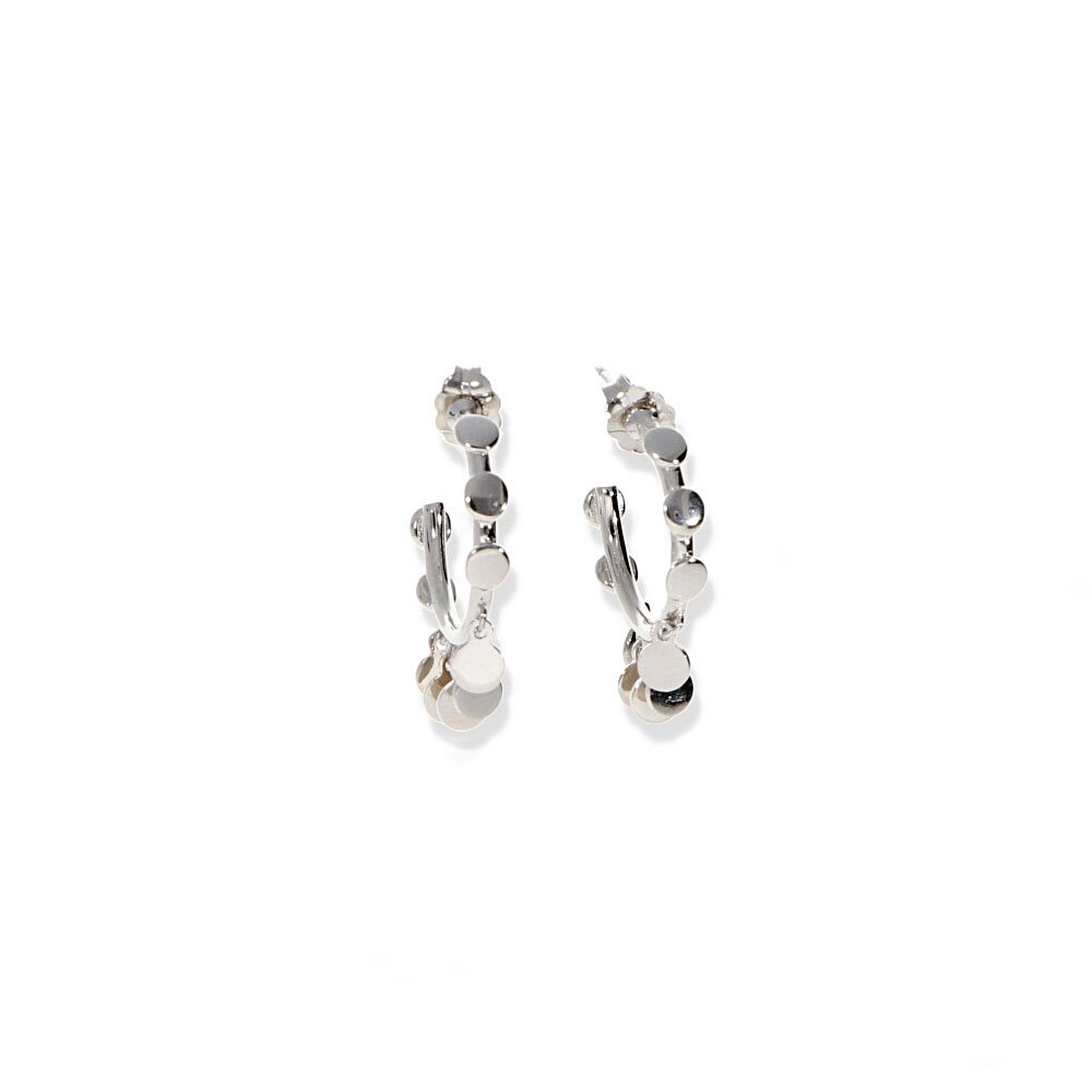 Pendientes aro colgante de plata de ley con círculos Pendientes aro colgante de plata de ley
