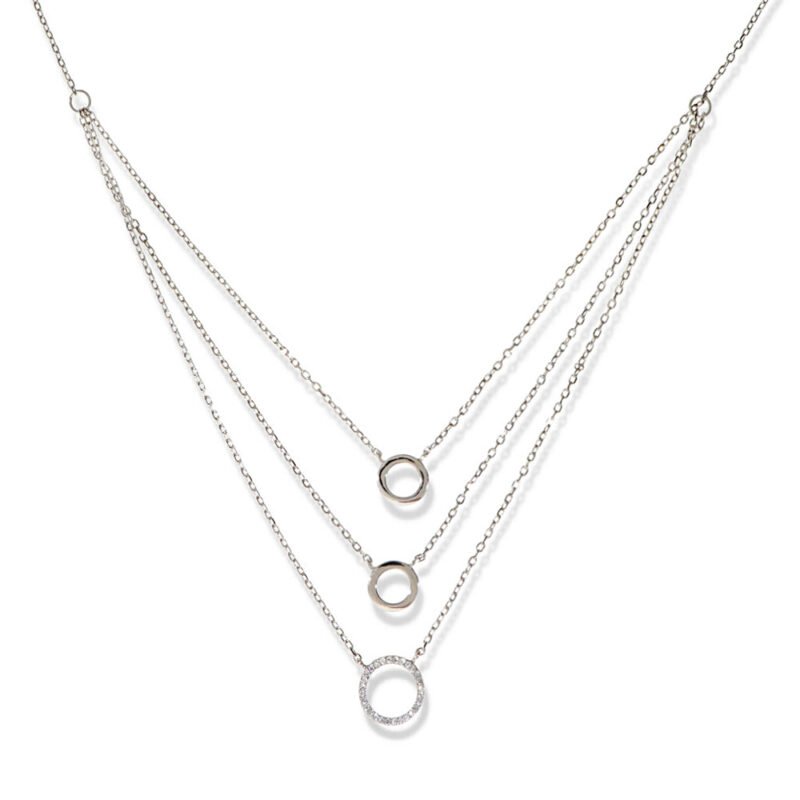Gargantilla de plata de ley con triple círculo