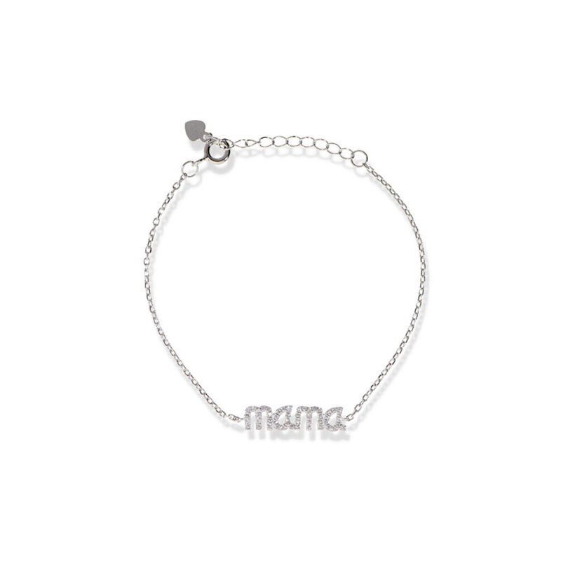 Pulsera mama de plata con circonita