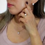 Conjunto de plata con perla y bañado en oro