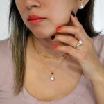 Conjunto de plata con perla bañado en oro