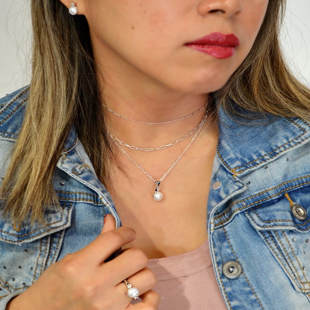 Conjunto de plata con perla