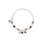 tobillera de plata circonita de colores