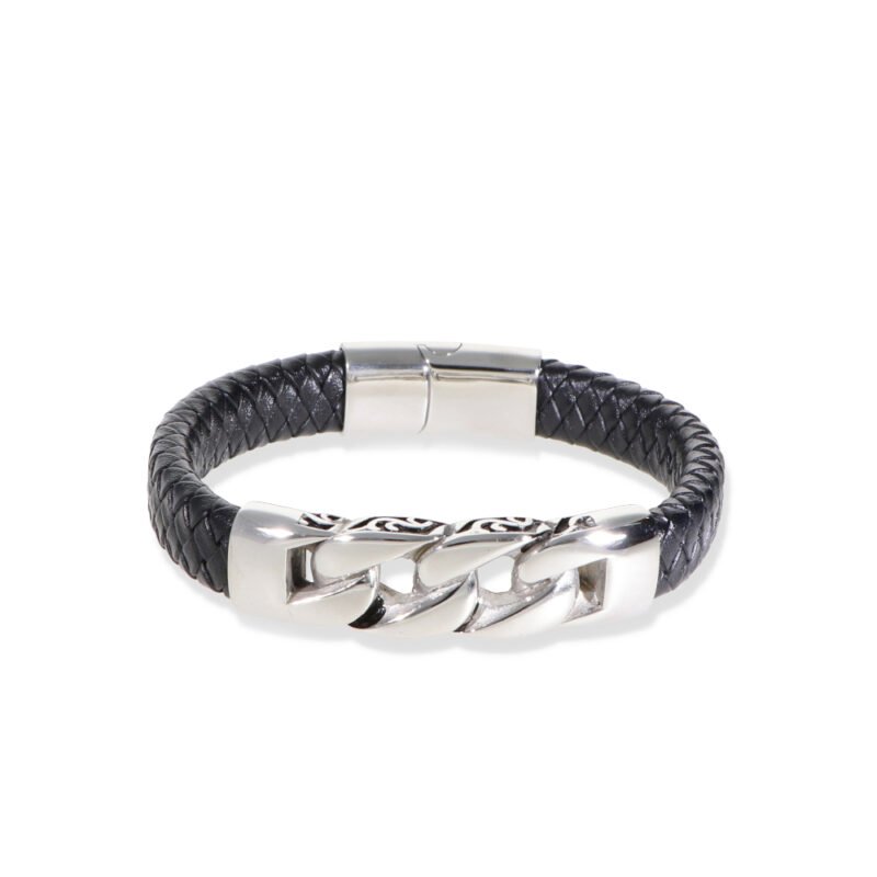 pulsera hombre acero y cuero
