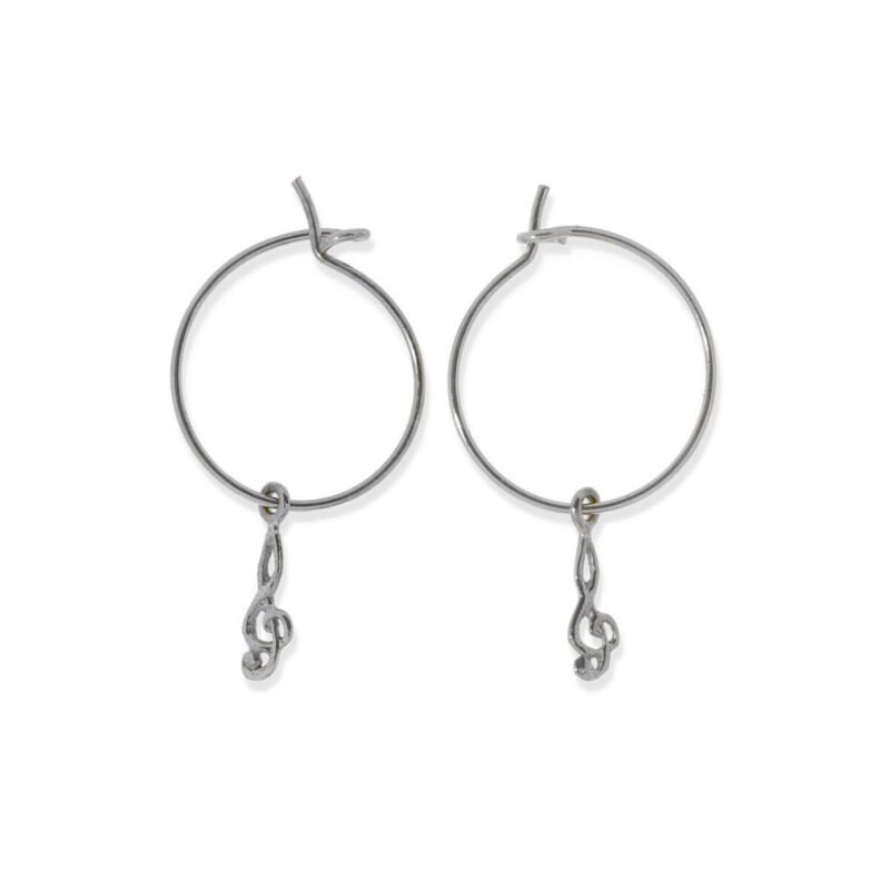 pendientes plata con colgante de clave de sol