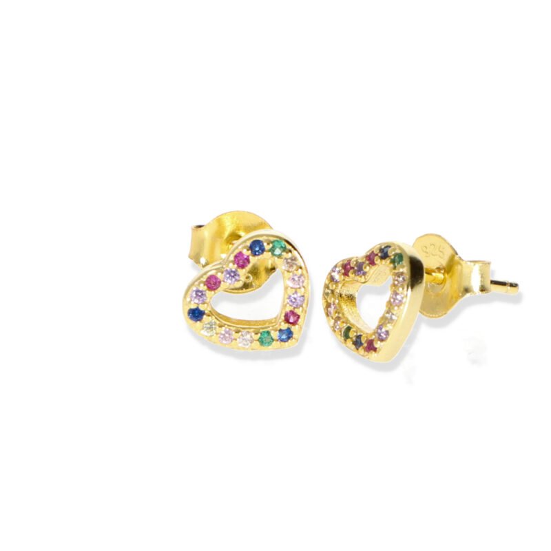 pendientes corazon rainbow