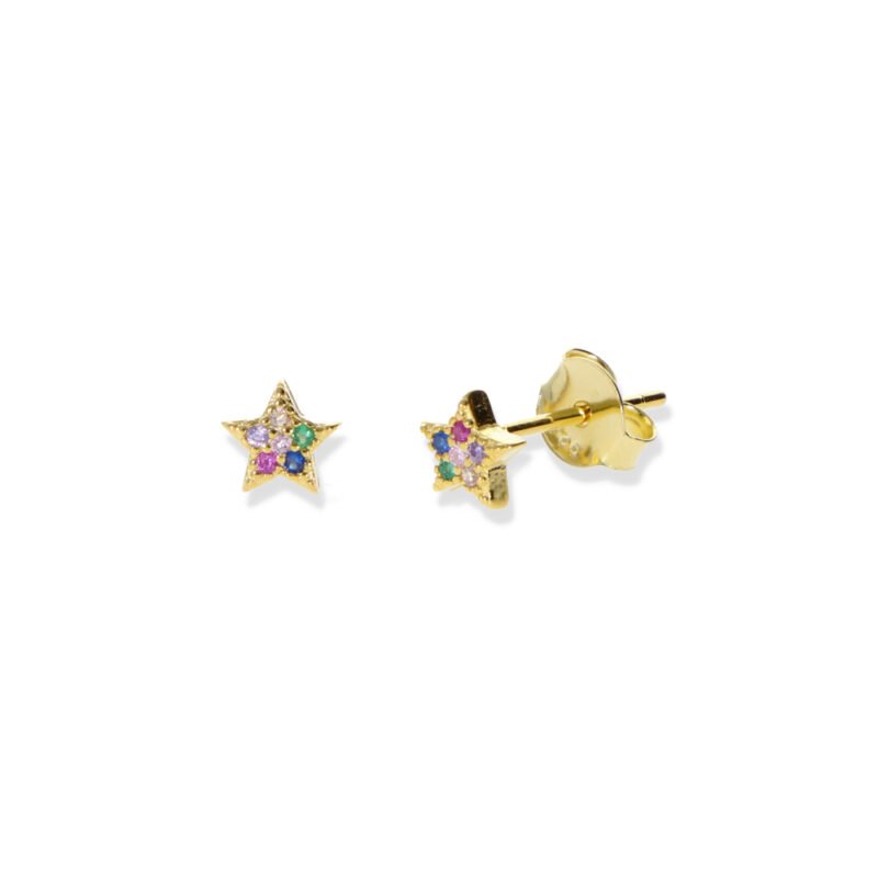 pendientes estrella arcoíris dorado